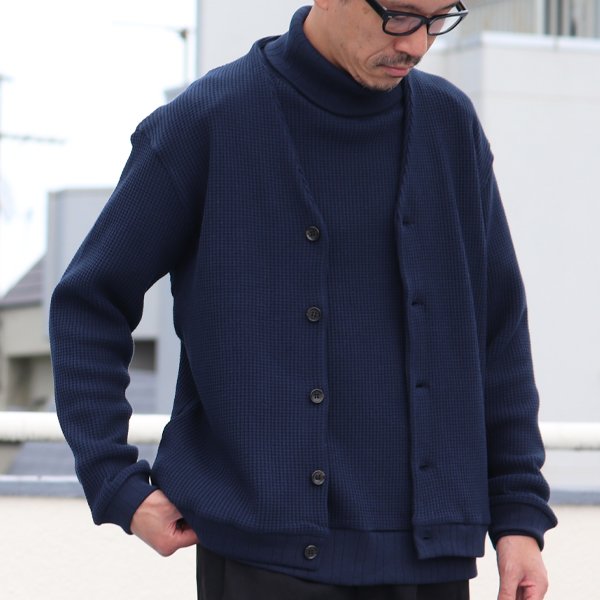 画像3: ビッグワッフル モックVネック カーディガン【MADE IN JAPAN】『日本製』 / Upscape Audience