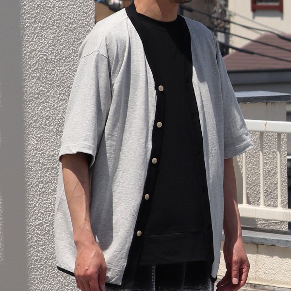 画像6: 粗挽き天竺 ツートン ハーフスリーブ ベースボールカーディガン【MADE IN JAPAN】『日本製』/ Upscape Audience
