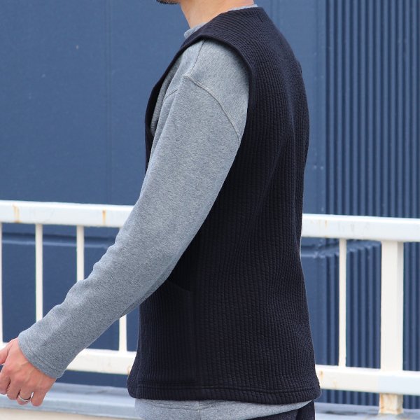 画像33: 「尾州」コットンキルト ノーカラースナップベスト【MADE IN JAPAN】『日本製』 / Upscape Audience