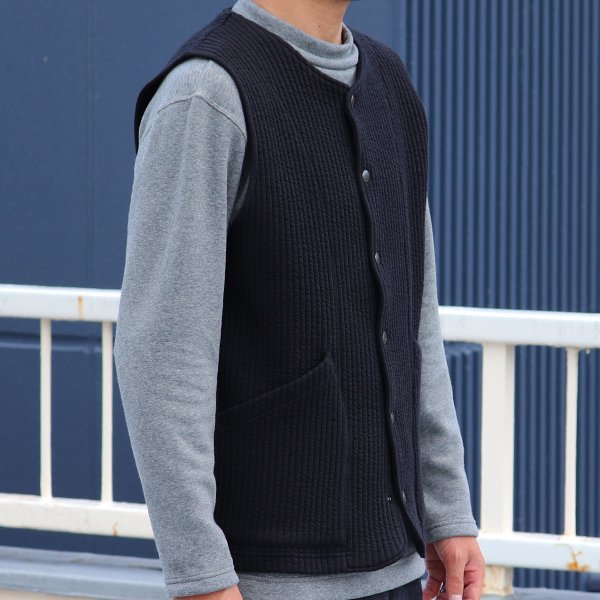 画像35: 「尾州」コットンキルト ノーカラースナップベスト【MADE IN JAPAN】『日本製』 / Upscape Audience