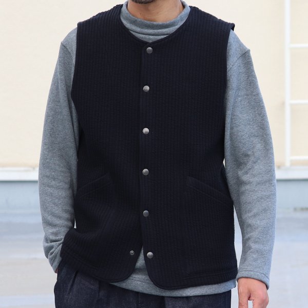 画像25: 「尾州」コットンキルト ノーカラースナップベスト【MADE IN JAPAN】『日本製』 / Upscape Audience