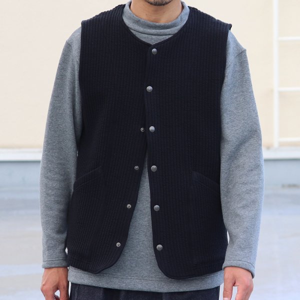 画像26: 「尾州」コットンキルト ノーカラースナップベスト【MADE IN JAPAN】『日本製』 / Upscape Audience