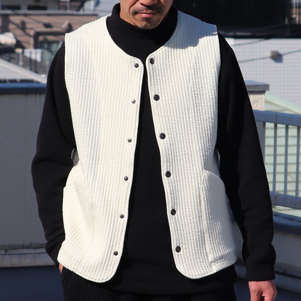 画像17: 「尾州」コットンキルト ノーカラースナップベスト【MADE IN JAPAN】『日本製』 / Upscape Audience