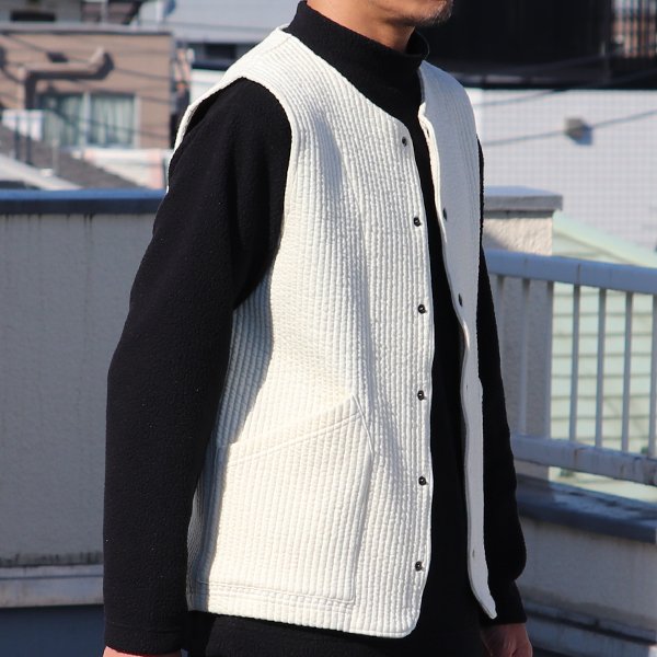 画像18: 「尾州」コットンキルト ノーカラースナップベスト【MADE IN JAPAN】『日本製』 / Upscape Audience