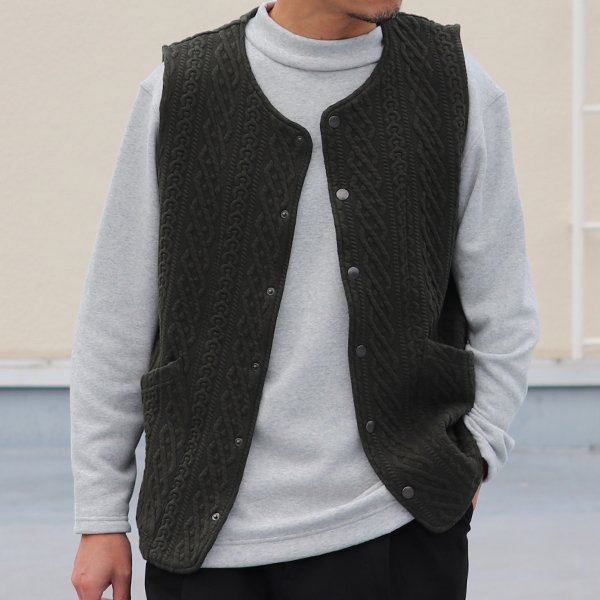 画像29: 「尾州」コットンキルト ノーカラースナップベスト【MADE IN JAPAN】『日本製』 / Upscape Audience