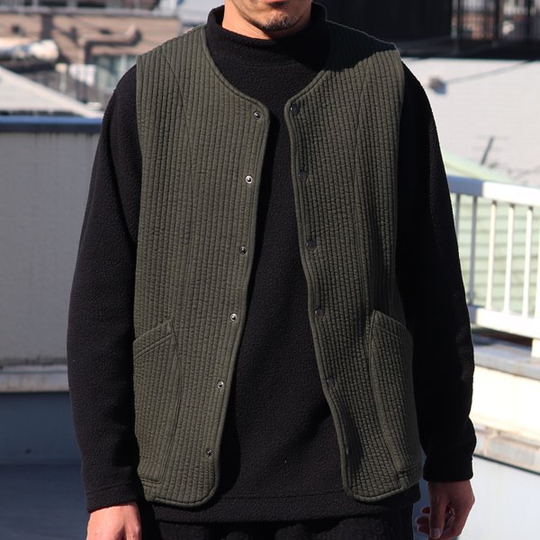 画像20: 「尾州」コットンキルト ノーカラースナップベスト【MADE IN JAPAN】『日本製』 / Upscape Audience