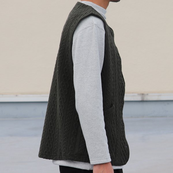 画像30: 「尾州」コットンキルト ノーカラースナップベスト【MADE IN JAPAN】『日本製』 / Upscape Audience