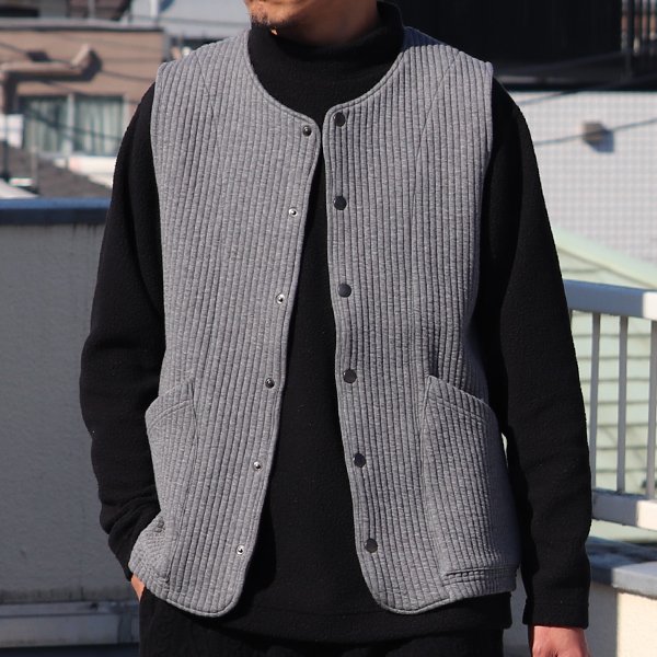 画像22: 「尾州」コットンキルト ノーカラースナップベスト【MADE IN JAPAN】『日本製』 / Upscape Audience