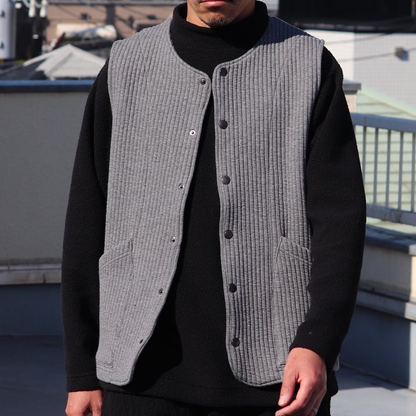 画像23: 「尾州」コットンキルト ノーカラースナップベスト【MADE IN JAPAN】『日本製』 / Upscape Audience