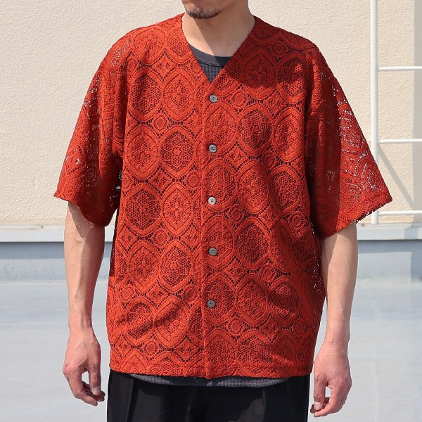 画像4: 「北陸」杢調ジャガードレース ハーフスリーブ ベース ボールカーディガン【MADE IN JAPAN】『日本製』/ Upscape Audience