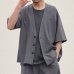 画像2: NaturemierTM (ナチュレミア) TECH リネンライク トロワッシャー ハーフスリーブ 3ボタン ノーカラージャケット【MADE IN JAPAN】『日本製』/ Upscape Audience (2)