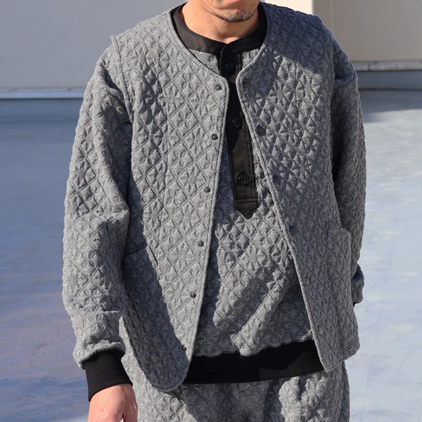 画像2: 「尾州」コットンキルト ノーカラースナップベスト【MADE IN JAPAN】『日本製』 / Upscape Audience