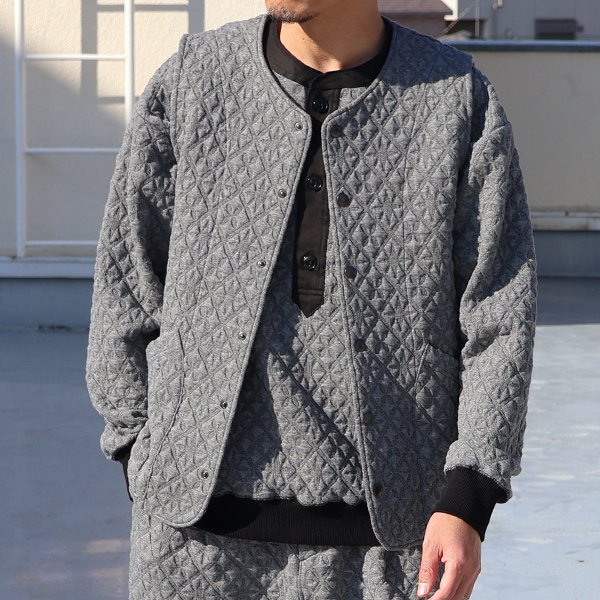 画像3: 「尾州」コットンキルト ノーカラースナップベスト【MADE IN JAPAN】『日本製』 / Upscape Audience