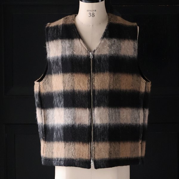 画像6: ECOLANA シャギーチェック ノーカラー ZIP ベスト【MADE IN JAPAN】『日本製』【送料無料】 / Upscape Audience