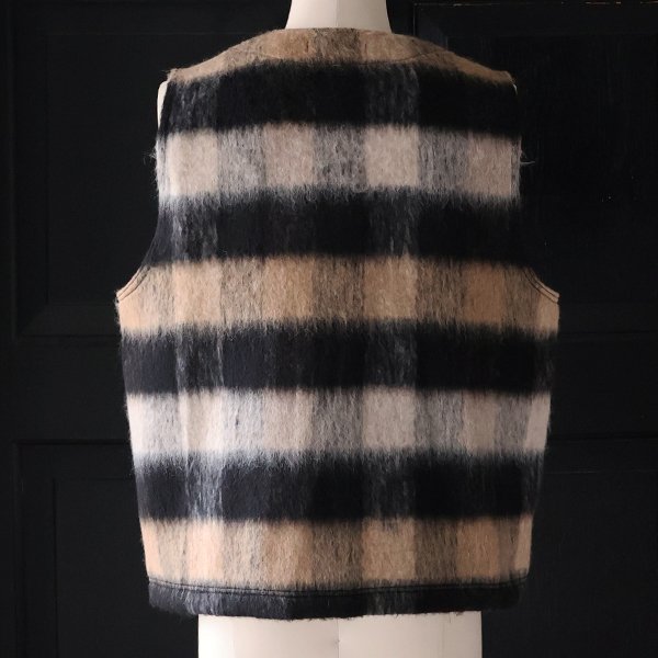 画像9: ECOLANA シャギーチェック ノーカラー ZIP ベスト【MADE IN JAPAN】『日本製』【送料無料】 / Upscape Audience