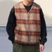 画像5: ECOLANA シャギーチェック ノーカラー ZIP ベスト【MADE IN JAPAN】『日本製』【送料無料】 / Upscape Audience (5)