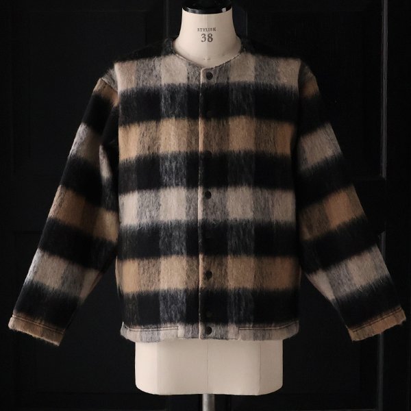 画像6: ECOLANA(エコラーナ) シャギーチェック ノーカラー スナップ ジャケット【MADE IN JAPAN】『日本製』【送料無料】 / Upscape Audience
