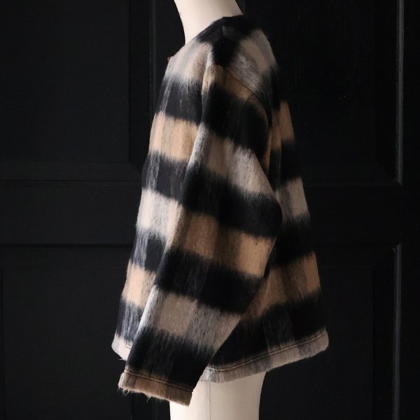 画像8: ECOLANA(エコラーナ) シャギーチェック ノーカラー スナップ ジャケット【MADE IN JAPAN】『日本製』【送料無料】 / Upscape Audience