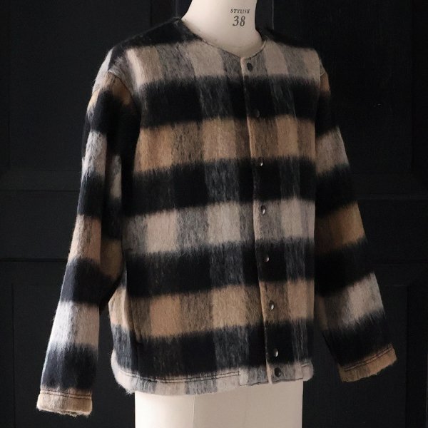 画像10: ECOLANA(エコラーナ) シャギーチェック ノーカラー スナップ ジャケット【MADE IN JAPAN】『日本製』【送料無料】 / Upscape Audience