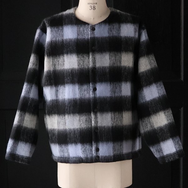 画像2: ECOLANA(エコラーナ) シャギーチェック ノーカラー スナップ ジャケット【MADE IN JAPAN】『日本製』【送料無料】 / Upscape Audience