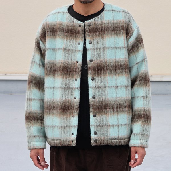 画像2: ECOLANA(エコラーナ) シャギーチェック ノーカラー スナップ ジャケット【MADE IN JAPAN】『日本製』【送料無料】 / Upscape Audience