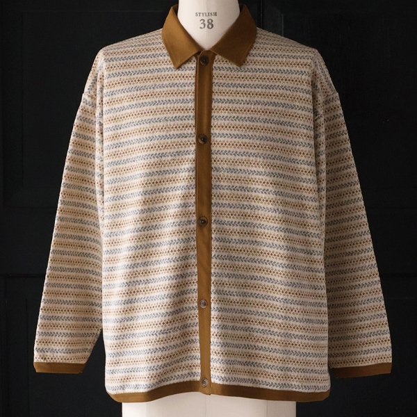画像8: 「尾州」JAZZネップ マルチカラー ジャガード ポロニットソー カーディガン【MADE IN JAPAN】『日本製』 / Upscape Audience