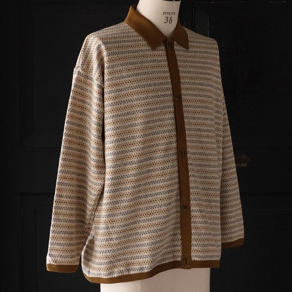 画像12: 「尾州」JAZZネップ マルチカラー ジャガード ポロニットソー カーディガン【MADE IN JAPAN】『日本製』 / Upscape Audience