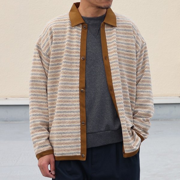 画像3: 「尾州」JAZZネップ マルチカラー ジャガード ポロニットソー カーディガン【MADE IN JAPAN】『日本製』 / Upscape Audience