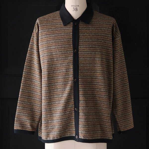 画像4: 「尾州」JAZZネップ マルチカラー ジャガード ポロニットソー カーディガン【MADE IN JAPAN】『日本製』 / Upscape Audience