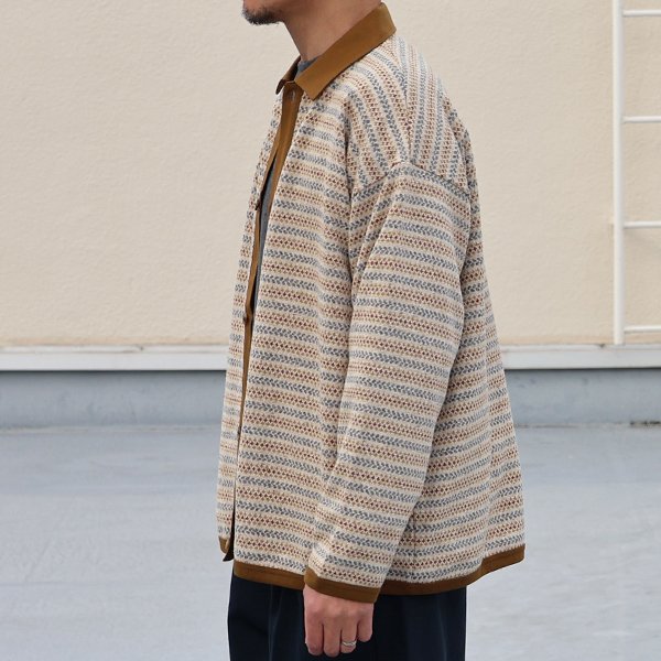 画像4: 「尾州」JAZZネップ マルチカラー ジャガード ポロニットソー カーディガン【MADE IN JAPAN】『日本製』 / Upscape Audience