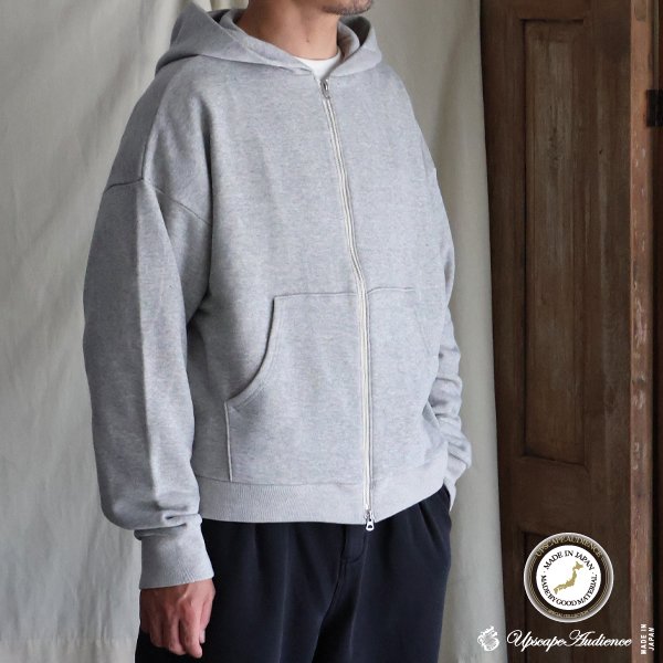 画像1: 「和歌山」 30/8吊り裏毛 (13オンス) ボクシー クロップド フードZIPパーカー【MADE IN JAPAN】【送料無料】『日本製』 / Upscape Audience