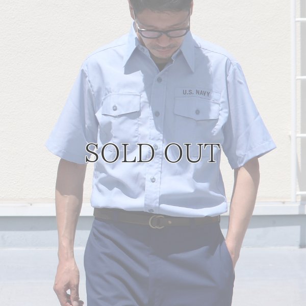 画像2: 【RE PRICE/価格改定】U.S.NAVY シャンブレー半袖ミリタリーシャツ / デッドストック