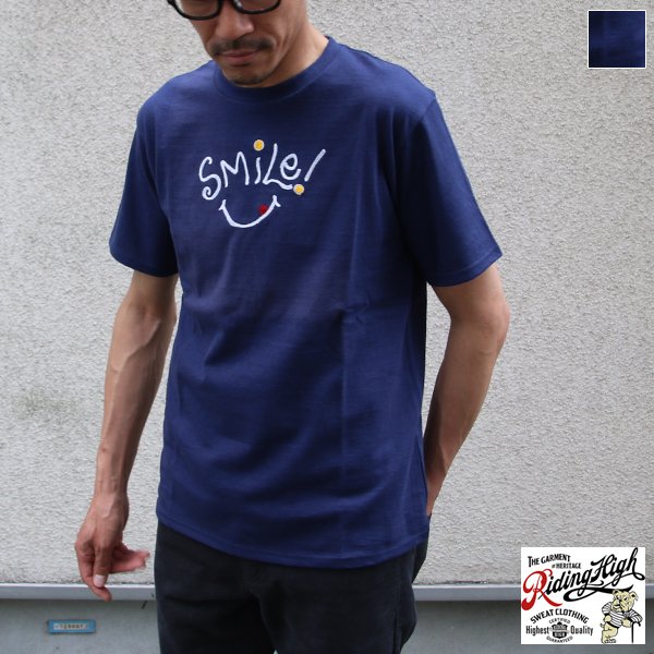 画像1: 【RE PRICE/価格改定】Riding High / HANDLE EMBROIDERY S/S TEE(SMILE)【MADE IN JAPAN】『日本製』