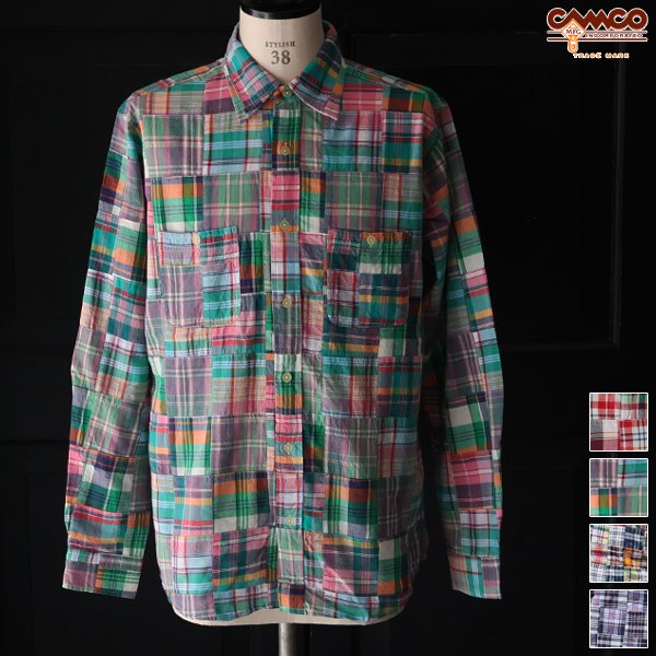 画像1: CAMCO / LS Madras Patchwork Shirts(カムコ/マドラスパッチワーク長袖シャツ)