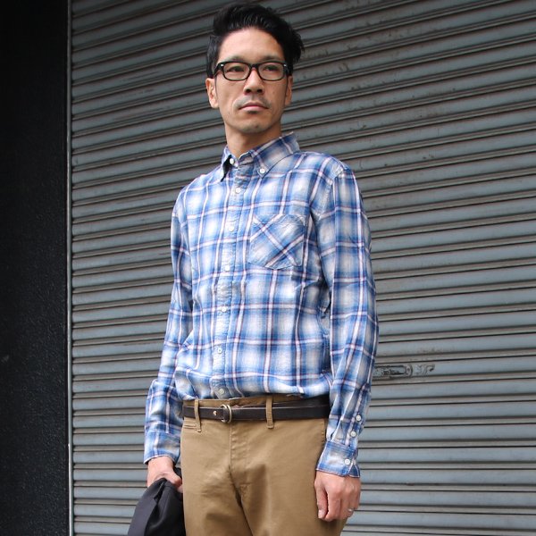 画像12: 【RE PRICE / 価格改定】オンブレチェックボタンダウンワンカラーボタン長袖シャツ【MADE IN JAPAN】『日本製』/ Upscape Audience