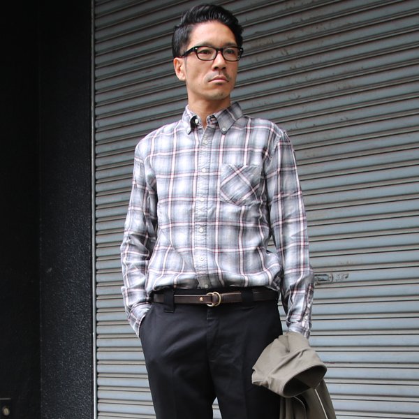 画像13: 【RE PRICE / 価格改定】オンブレチェックボタンダウンワンカラーボタン長袖シャツ【MADE IN JAPAN】『日本製』/ Upscape Audience