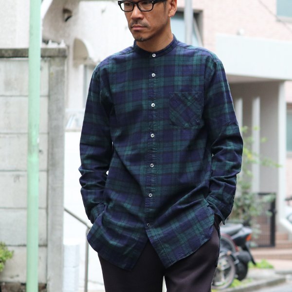 画像8: 【RE PRICE / 価格改定】フランネルチェックバンドカラーロング長袖_Shirts【MADE IN JAPAN】『日本製』/ Upscape Audience