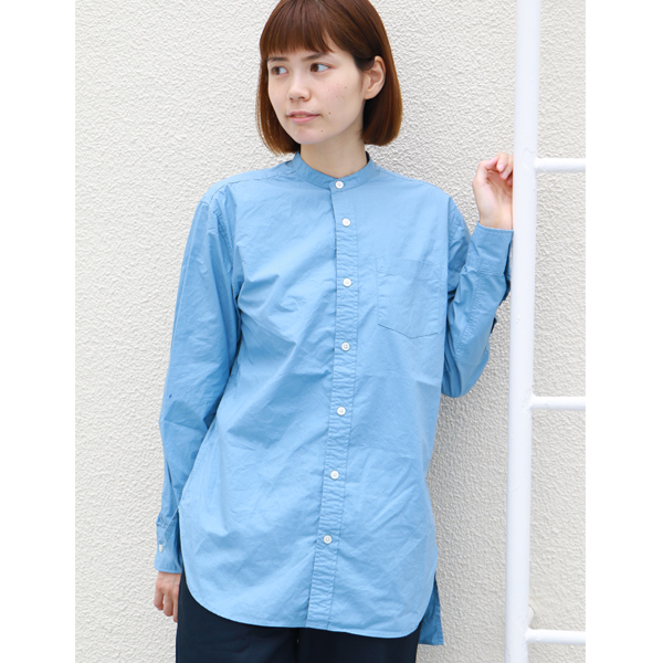 【RE PRICE/価格改定】タイプライターバンドカラーオーバーサイズL/Sシャツ[Lady's]【MADE IN JAPAN】『日本製