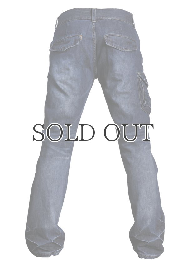 画像4: ヴィンテージ加工シングルポケットストレッチデニムカーゴパンツ 【送料無料】 / Audience (4)