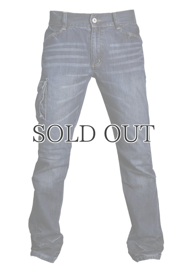 画像3: ヴィンテージ加工シングルポケットストレッチデニムカーゴパンツ 【送料無料】 / Audience (3)