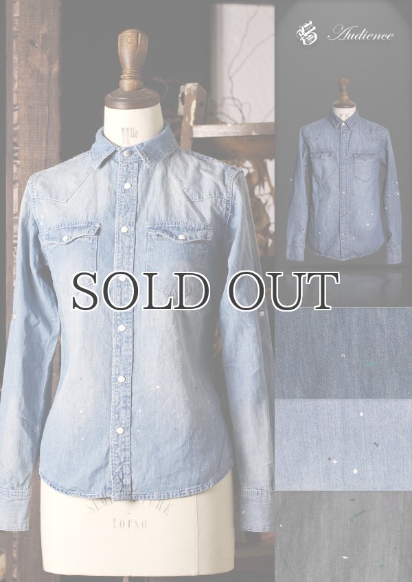 画像1: ヴィンテージウォッシュ長袖デニムウェスタンシャツ [Lady's] / Audience (1)