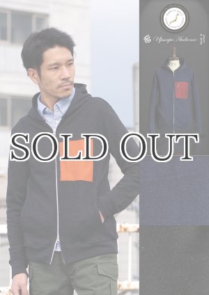 画像: インディゴ染裏毛配色ポケットフードパーカー【MADE IN JAPAN】 / Upscape Audience