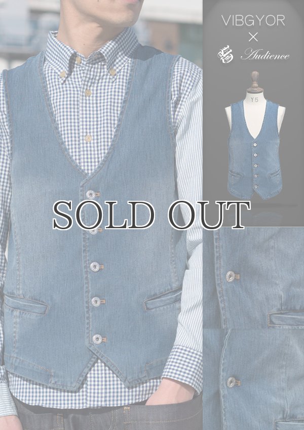 画像1: ジャージデニム5ボタンベスト / VIBGYOR × Audience (1)