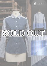 画像: バイカラー切り替えワイドスプレットカラー長袖シャツ[ Lady's ] / Audience