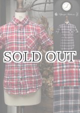 画像: インディゴチェックボタンダウン半袖シャツ [ Lady's ]【MADE IN JAPAN】 / Upscape Audience