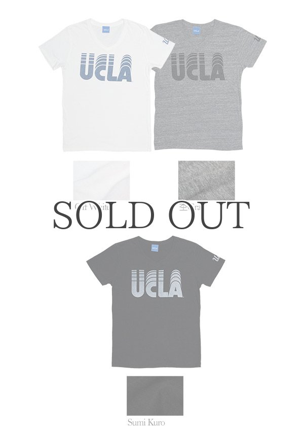 画像4: UCLA"UCLA"ロゴ三素材混カレッジプリント半袖VネックTシャツ [Lady's] / Audience (4)