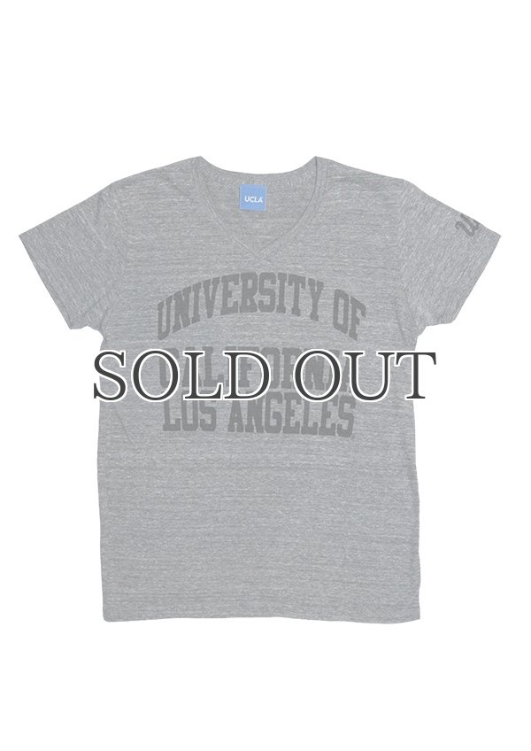 画像2: UCLA"UNIVERSITY OF CALIFORNIA LOS ANGELES"三素材混カレッジプリント半袖VネックTシャツ [Lady's] / Audience (2)