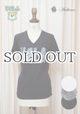 画像: UCLA"UCLA"ロゴ三素材混カレッジプリント半袖VネックTシャツ [Lady's] / Audience