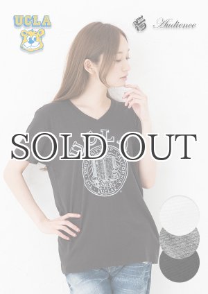 画像:  UCLA"UCLA"大学ロゴ三素材混カレッジプリント半袖VネックTシャツ [Lady's] / Audience