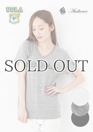 画像: UCLA"UCLA"ロゴ三素材混カレッジプリント半袖VネックTシャツ [Lady's] / Audience
